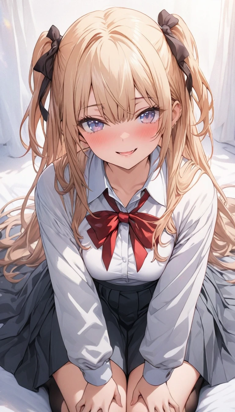 NSFW,One girl,
(Flat Chest:1.3),(shirtのボタンを開けて胸を見せてくれる:1.5),Beautiful breasts,(show off your small breasts:1.5),(Blowjob:1.6)
Blonde, {{{Half Twin Tail:1.3}}}、break,blush, Beautiful eyes,bow, 赤いbow, Long sleeve, shirt, 襟付きのshirt, skirt, プリーツskirt, 黒いskirt, Small breasts,
{{{Face close-up}}},Upper Body,
Look down,View your viewers,
Tabletop, Highest quality, , Absurd, Perfect Skin, Detailed skin texture, Ultra-detailed, 8K, Intricate details, Beautifully detailed face,High resolution,
 {{{Shadowed face}}}, mock, {{{Sticking out tongue:1.2}}}, Grin, smile, Looking down at the viewer, masterpiece,Absurd, Beautiful detailed face when viewed from the front,