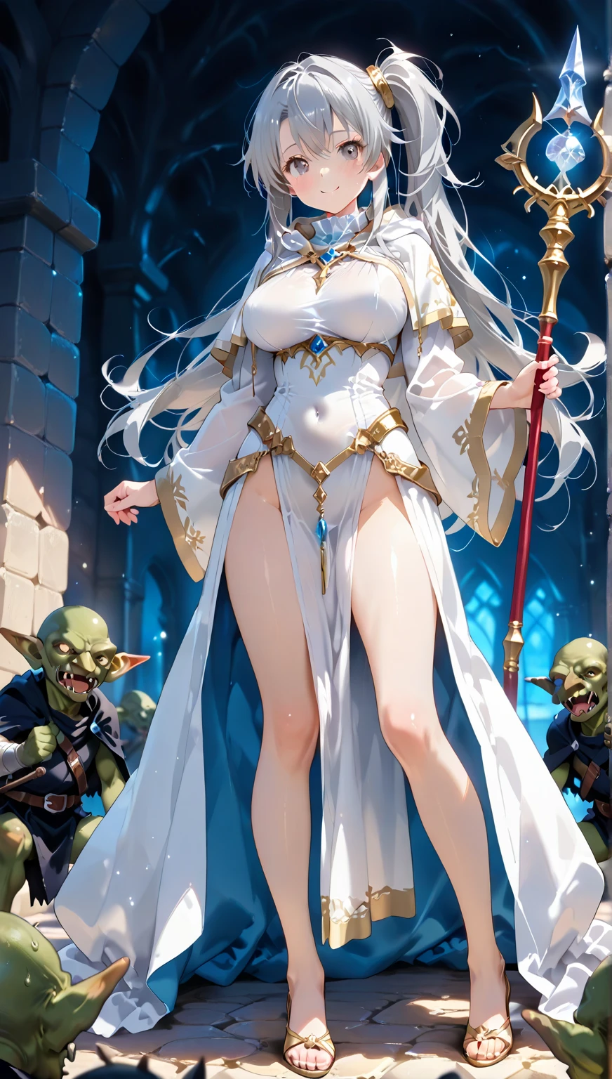 Anime,(background of ice:1.6),beautiful lady,(long silver hair:1.2),messy hair,elf,(blue iris:1.3),(black pupil:1.3),perfect face, smooth face, white torsolette lingerie, (translucent lingerie:1.3), big boobs, big ass, tall physique, sitting on throne, sitting position, (crossed legs:1.3),(throne of ice:1.6), large throne,(large staff of ice:1.6)