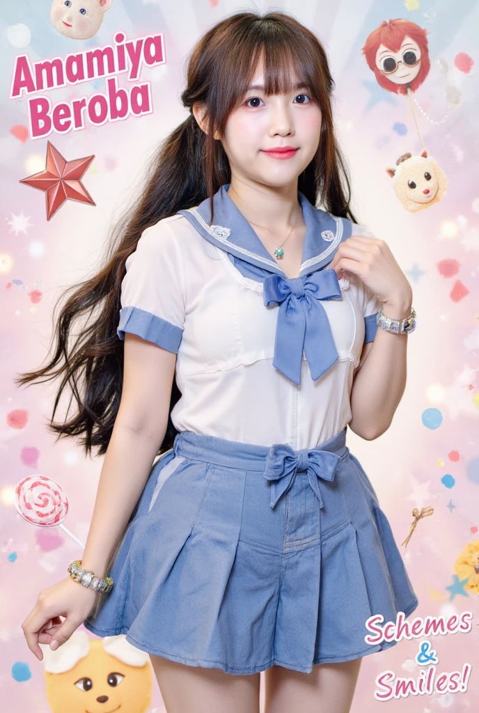 (highest quality、8k、32k、masterpiece)、(Realistic)、(Photorealistic:1.2)、(High resolution)、Very detailed、Very beautiful face and eyes、1 girl、Round and small face、Narrow waist、Delicate body、(close、highest quality、Attention to detail、Rich skin detail)、(highest quality、8k、Oil paint:1.2)、Very detailed、(Realistic、Realistic:1.37)、Bright colors、(((I have pink hair)))、(((Bust Shot)))、(((Long Hair)))、(((Pure white wall background)))、(((Pure white wall background)))、(((Wear a sailor uniform)))、(((Laughter)))、(((Teeth are visible)))、(((Side Tail Hair)))、(((Wearing a short-sleeved sailor suit)))、(((Look straight ahead)))、(((Wearing a heart necklace)))、(((She is wearing a sailor suit)))、(((squat)))、(((Has a shy look)))、(((Checkered Pleated Skirt)))、(((mini skirt)))、(((I'Iは黒いニーソックスを履いています)))
