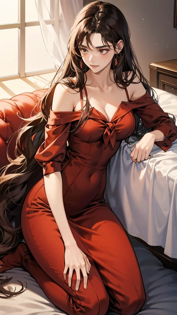 masterpiece, Highest quality, Official Art, (Highly detailed CG Unity 8k wallpaper), Detailed Background, (The Hands of Guido Daniele: 1.1), The legs are off the frame, First Person View, 1, Attractive and perfect beautiful woman, Lying face down on the bed, Turn back, (Curvaceous), (((sleepy: 1.14))), (Stick your butt out, pajamas, Nightwear, underwear, White thighs: 1.12), ( Red long hair: 1.12), (Ahoge: 1.13), (High Ponytail: 1.12), (Green Eyes: 1.13), Behold the Beholder, big, (Cleavage), Beautiful Face, (blush: 1.11), (smile: 1.11)