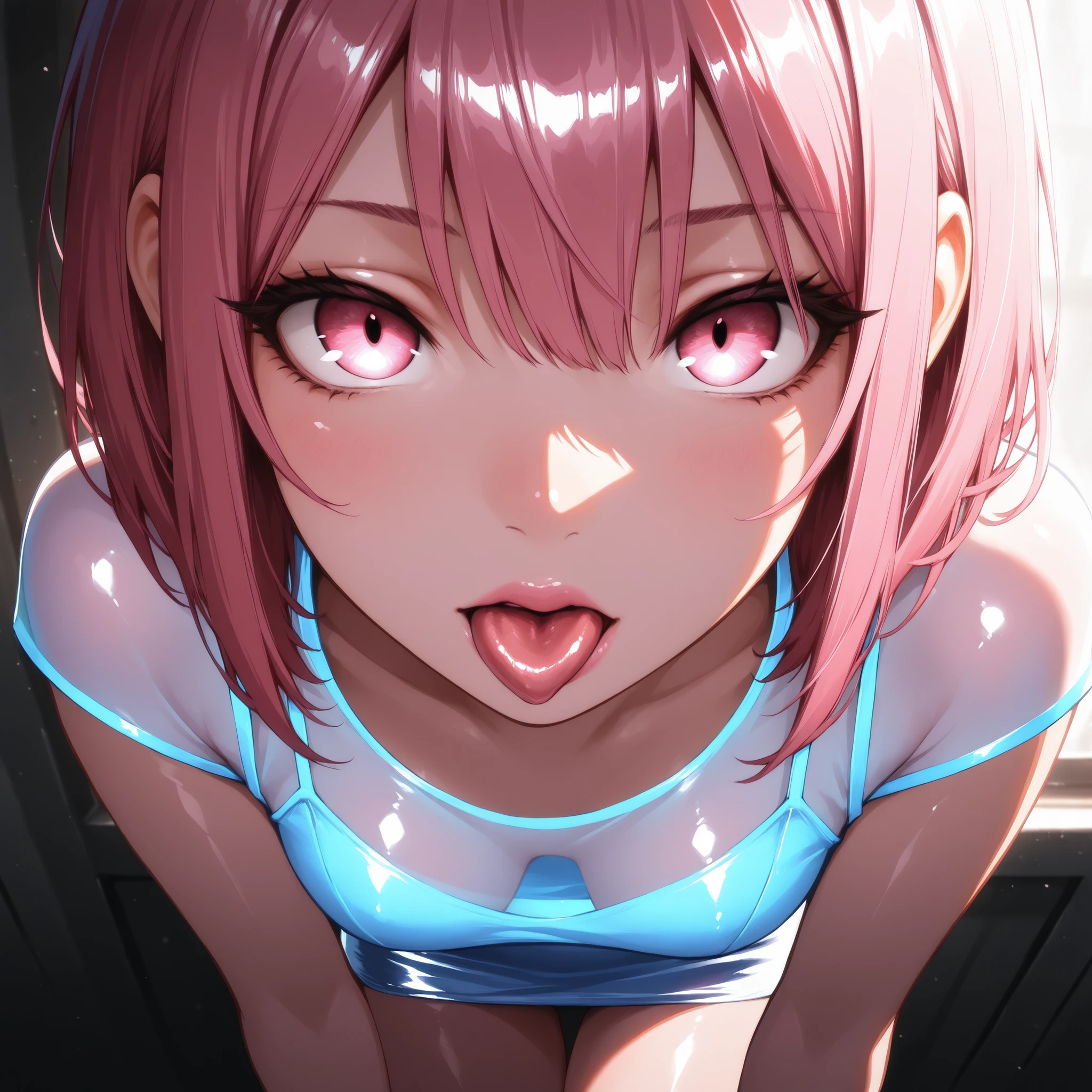 (((Browsing Caution, Close Up Facial , Front view , From below , Movie angle))) ,(On all fours), break 1girl, 20-year-old, (close your eyes),(((Embarrassing, Excited, Fascinating, In the heat, orgasm,Blushing,shortness of breath, Very humid,vapor、Man grabbing woman's breasts))) , break (((Bright pink and green hair))),(Semi-long hair tied in one piece、Add a light pink ribbon to the end.:1.3),(((Two-part bangs , middle part, Bangs parted in the middle, Side-swept bangs))), (amount:1.3), (Small breasts:1.0) ,((Sweaty skin, Dripping , girl trembling with Sexual climax, Cum in pussy, pubic hair)) ,Thin dots, feminine, Slightly muscular, Dynamic pose,((((vagina,Sex, A boy and his penis,Heterolo, Women in front and men in back , dorsal position, Cum in pussy, pubic hair)))), break, (((White - Solid - Short Sleeve - Safari Shirt ,Bottomless))), break, (((Midnight,On the bed))),(masterpiece), (Realistic), (Highest quality), (Super detailed), wonderful, ((A face with attention to detail)) , clavicle, High resolution , (Super detailed), Smooth, 16K, Vibrant colors,vagina,Sex,