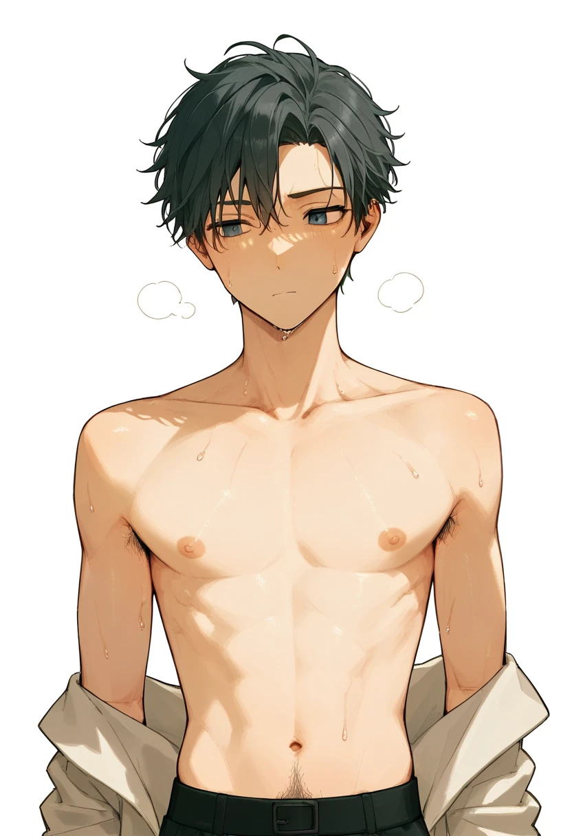 18-year-old boy, Upper body naked, White underwear ,Smooth skin Japanese style room, Black Hair, Thin、Beautiful Boy、Japanese、Dark Eyes、whole body