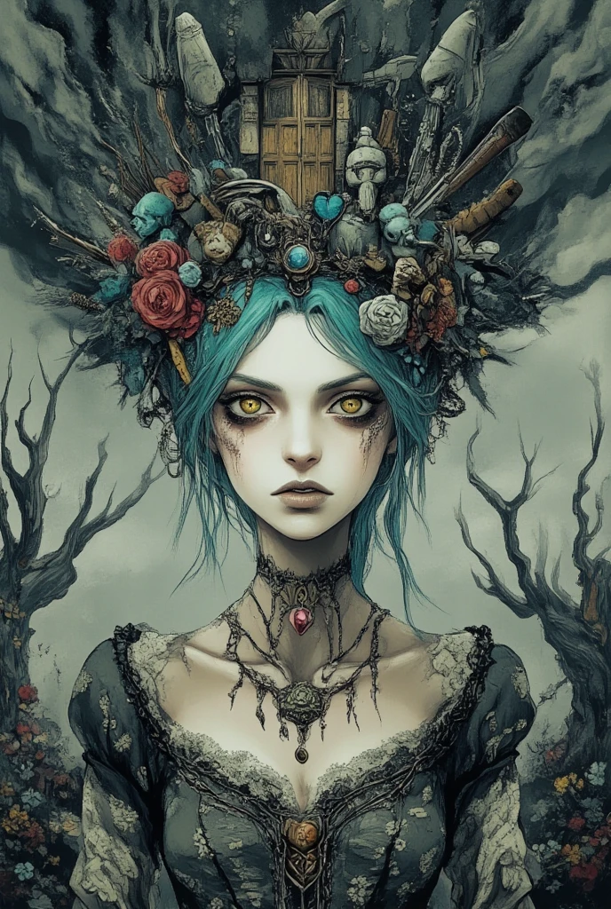Witness a vibrant, surreal landscape in the enchanting style of Anne Bachelier as an otherworldly monster intrudes upon our world with swirling hues and vivid tones, unleashing chaos amidst a kaleidoscopic backdrop of radiant colors, showcasing her distinctive brushwork, monsters00d <lora:monsters00d:0.9>
