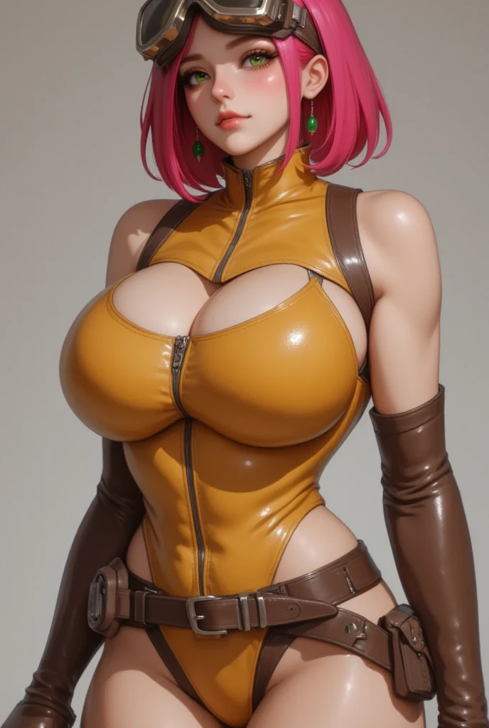 Sexy Hairy WomanFour Big Breasts Athletic Body Robotic Arm Jeans Red Eyes Green Skin NSFW