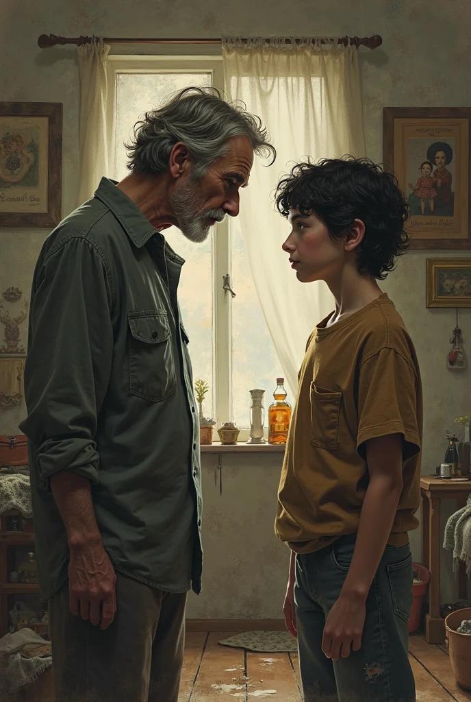 An addicted son asks his father for help 

