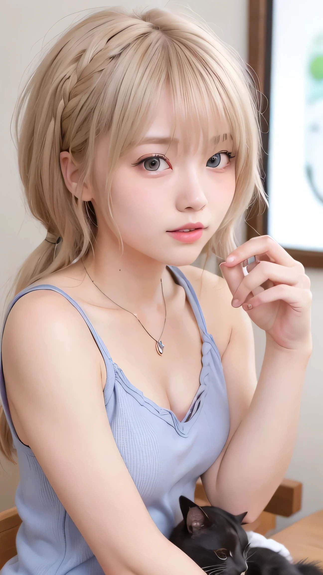 NSFW, 8k, High-level, absurd, masterpiece, best quality, primitive, very detailed CG, very detailed wallpaper, perfect lighting, Extremely detailed (((The personifying " Amazon Alexa " as a Little Girl))), MysticSight, Tyndall effect, Tyndall scattering, Studio gray background with (many Dazzling RainbowColor particles BokeH:1.28), (RoundlyButts, ThighGap), (Exposed:0.4), (Assfocus with looking ahead), BREAK (NOGIZAKA face variations) Extremely Detailed very KAWAII face variations, perfect ???????, Childish, captivating gaze, elaborate detailed Eyes with (sparkling highlights:1.28), long eyelashes、Glossy RED Lips with beautiful details, Coquettish tongue, Rosy cheeks, Radiant PearlSkin with clear transparency . { (Dynamic LifeLike expressions:1.4) | :d) }, (large eyes:-1) .