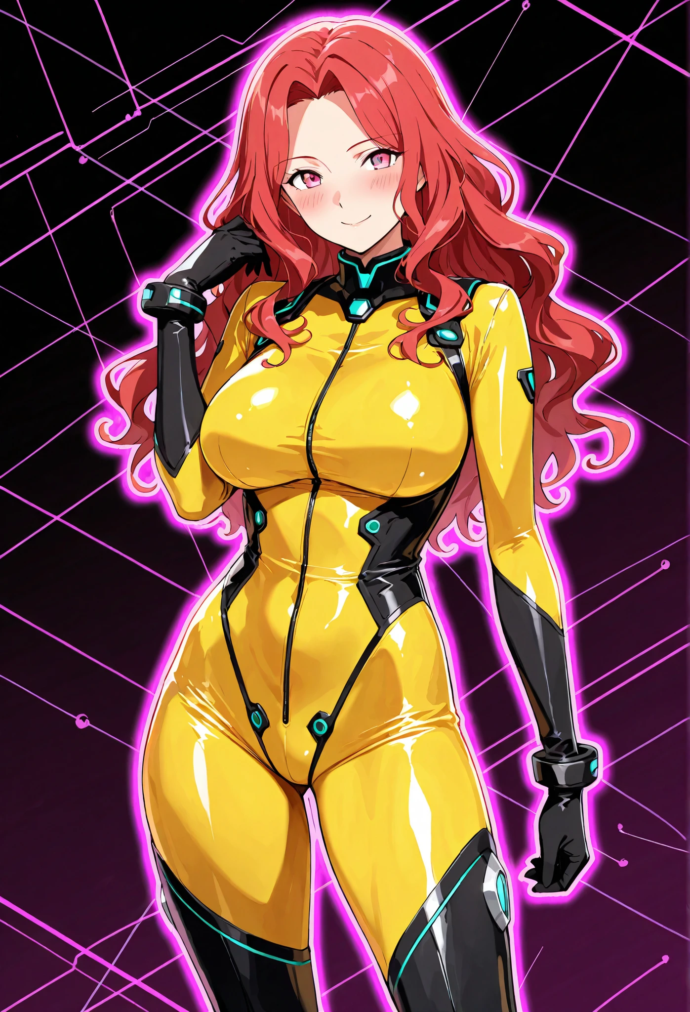 create a digital painting, 4k, SexyToon, a cartoon of a woman in a yellow and black outfit, cel - shaded, painted and colored art style, cel shaded!!!, high quality color drawing, digitally colored, color drawing , shaded cel:15, clean shaded cel, colored lineart, in a mixed æon flow style, full colored, colored lineart, fully colored