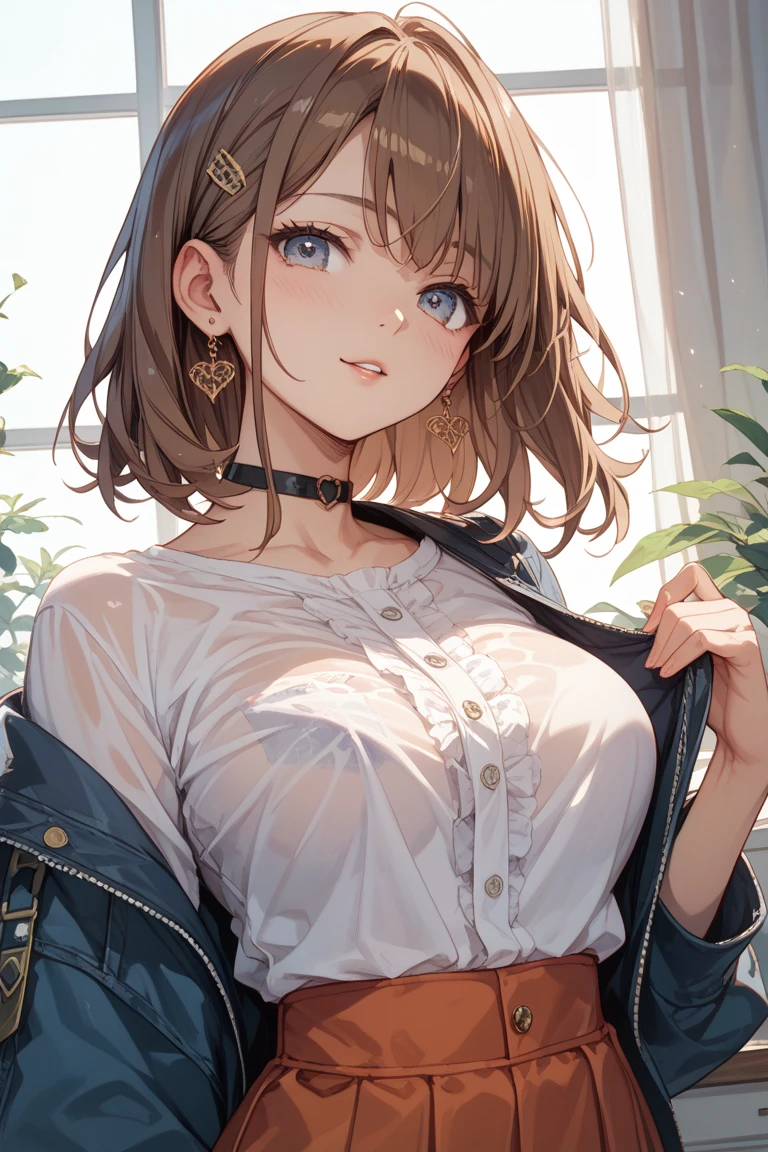 (masterpiece:1.3, top-quality, ultra high resolution, ultra detailed), (realistic, photorealistic:1.4), beautiful illustration, perfect lighting, natural lighting, depth of fields, 
beautiful detailed hair, beautiful detailed face, beautiful detailed eyes, beautiful clavicle, beautiful body, beautiful chest, beautiful thigh, beautiful legs, beautiful hands, 
looking at viewer, 1 girl, high school girl, (perfect anatomy, anatomically correct), cute and symmetrical face, babyface, perfect face, perfect eyes, shiny skin, 
(middle hair:1.8, wavy hair, (blond hair)), asymmetrical bangs, dark green eyes, long eye lasher, (large breasts, juicy thighs, attractive thighs), 
(gray hoodle, black denim skirt), 
(beautiful scenery), evening, (outdoors), standing, (lovely smile, upper eyes, parted lips), 