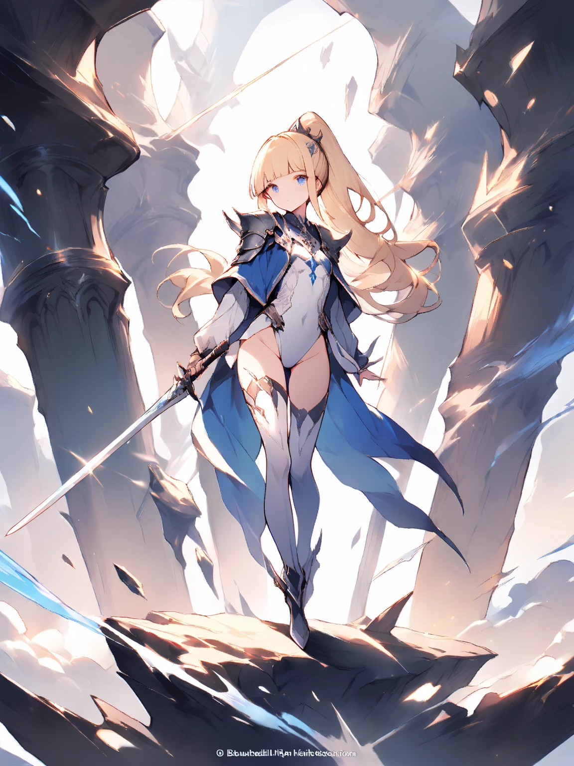 (Best Quality: 1.3), 8K, (Masterpiece: 1.3), Ultra High Definition, One Girl, (Extra Huge Western_sword), (Open Stance), Dynamic Attack Action Pose, Slash, Attack Action, (Speeding) Moving Girl in Sky at High Speed, (Slow Motion:1.3), (motion blur:1.3), (speed lines:1.4), sense of speed, elf, (white armor), (forest), blonde, (full body: 1.4), cute face, medium hair, 18 years old,