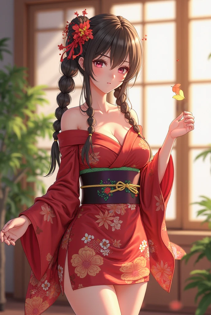 A sexy female in traditional japanese clothes
