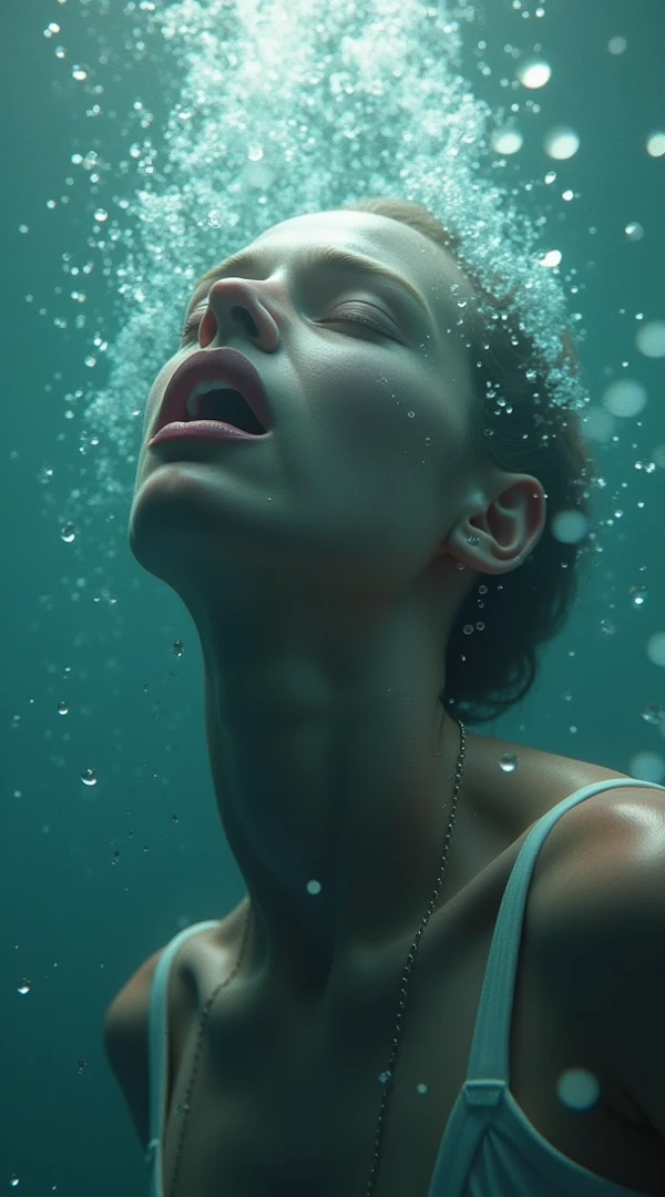 Emma Watson on a paper with water flowing out of her mouth
