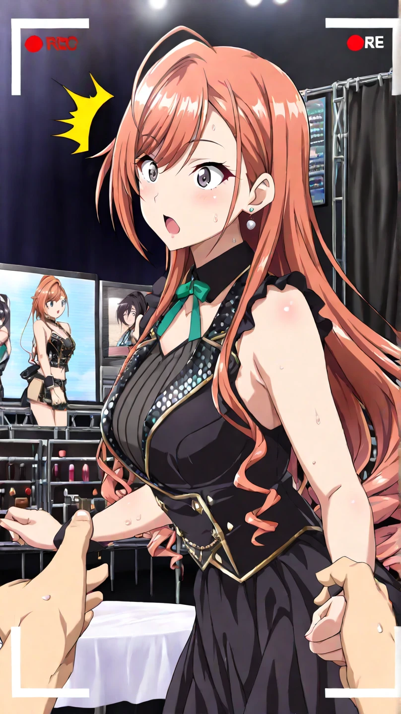 best quality, ultra-detailed masterpiece, nino nakano, blush, smile, (See-through clothes), Showing belly, Prom, Dancing show,