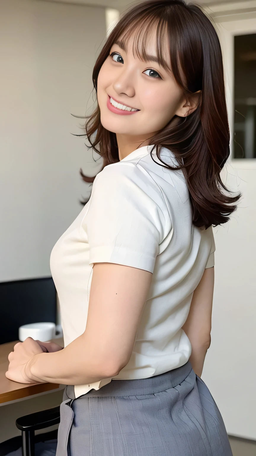 (table top:1.3), (8K, realistic, RAW photo, highest quality: 1.4), Japanese, beautiful face, (lifelike face), (color々hairstyle:1.3), realistic eyes, beautiful eyes, (real skin), beautiful skin, 超High resolution, 超realistic, High resolution, beautiful japanese woman、(T-shirt:1.5)、(I can see the side:1.4)、(raise your arms:1.3)、smile、
