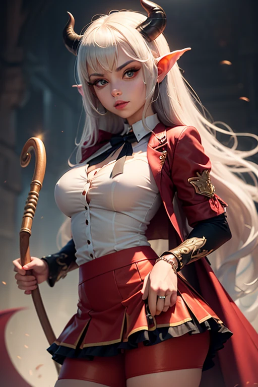 (4K), (Realistic), (high details), In a christmas movie, christmas background, full body picture 1girl with red dress and white hair in a city, arachne, lamia, blood moon tentacles!!, castlevania witch, ann takamaki from persona 5, cushart krenz key art feminine, gravity rush, edelgard fire emblem, fine details. tentacles, the queen of blades