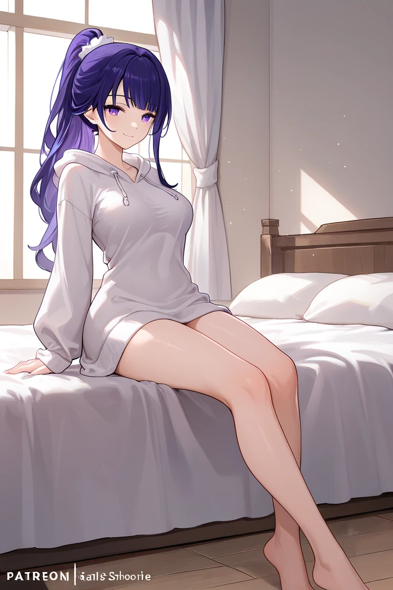 best picture quality，pajamas，Very shy expression，sleep in bed，black，Very beautiful and slender legs