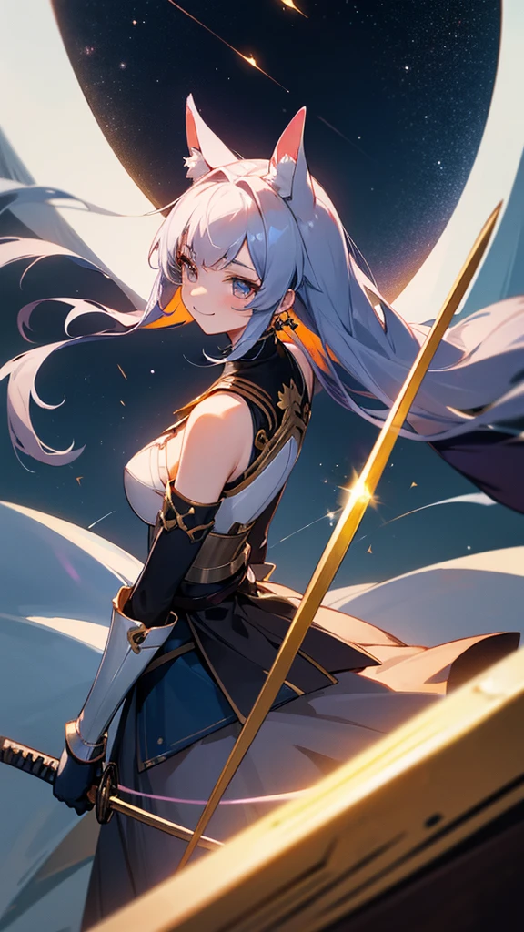 Artoria Pendragon Lancer, fire from behind, Beautiful eyes, looks at you