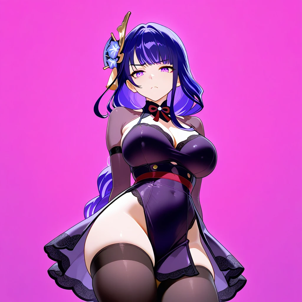 1 beautiful woman, 25 years old, bunny girl, black and purple suit who wants to hug me