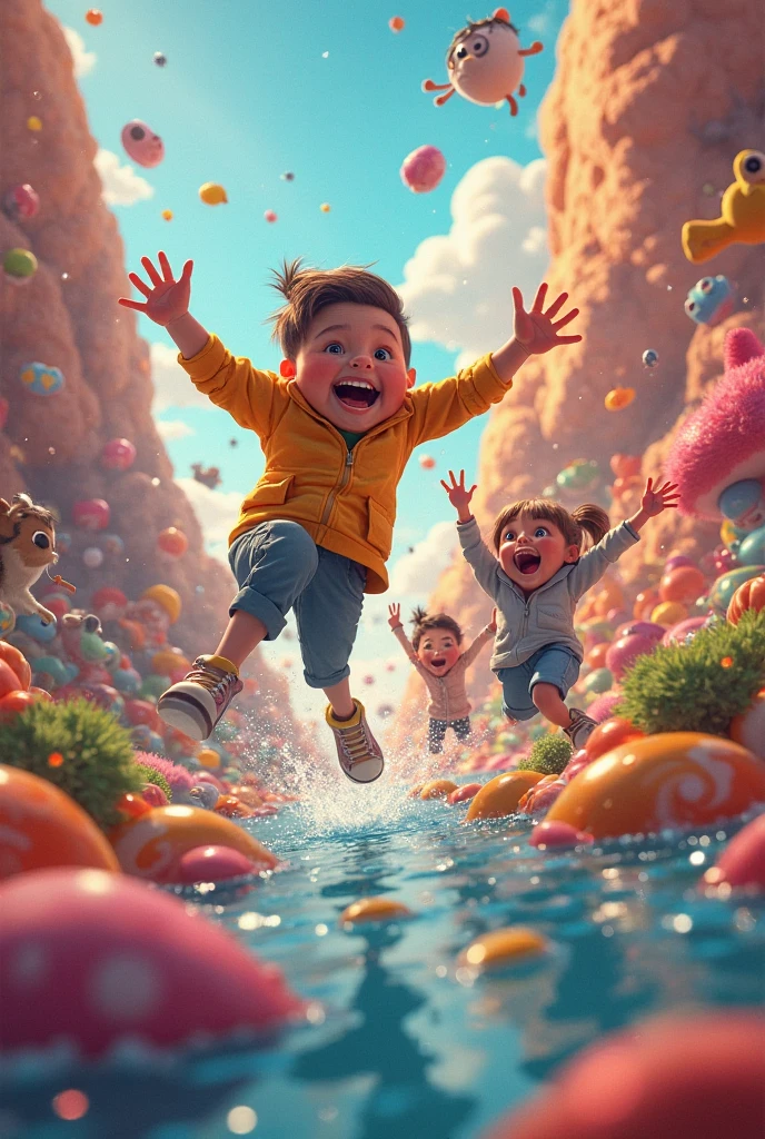 Children in flood cheese