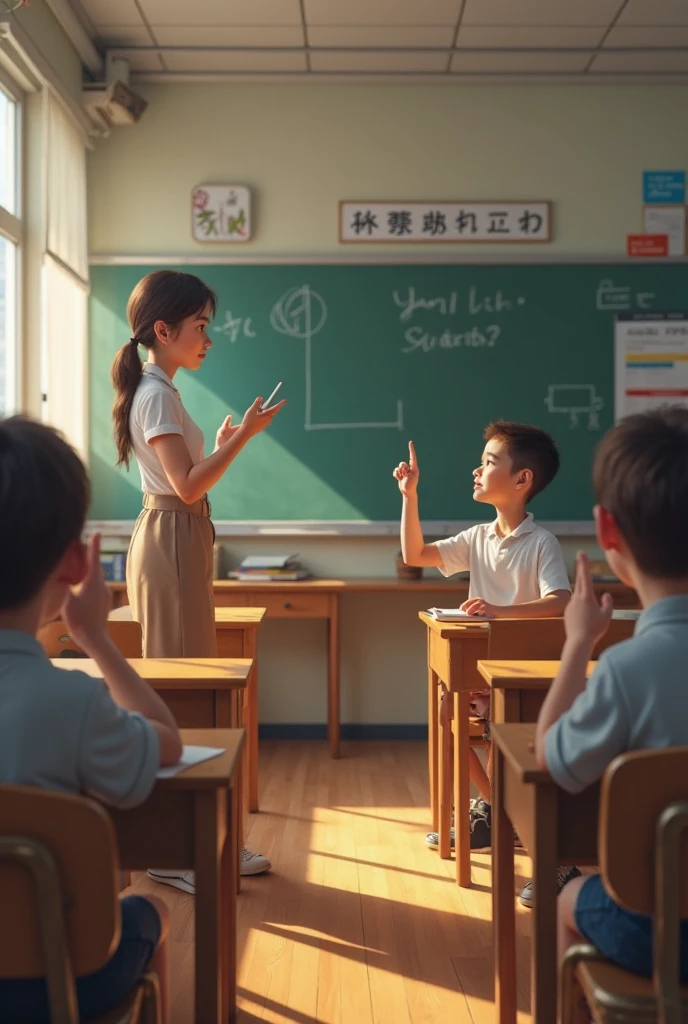 A female teacher holds a large stack of books,An elementary school girl reaches out to help her teacher with a book,color corrected,realistic lens,Beautiful surreal style, detailed meticulous,beautiful with detail, realisticlying, hdr, highly detailed, 8K, RAW photogr,naturey,Harmonious composition,fine art photography