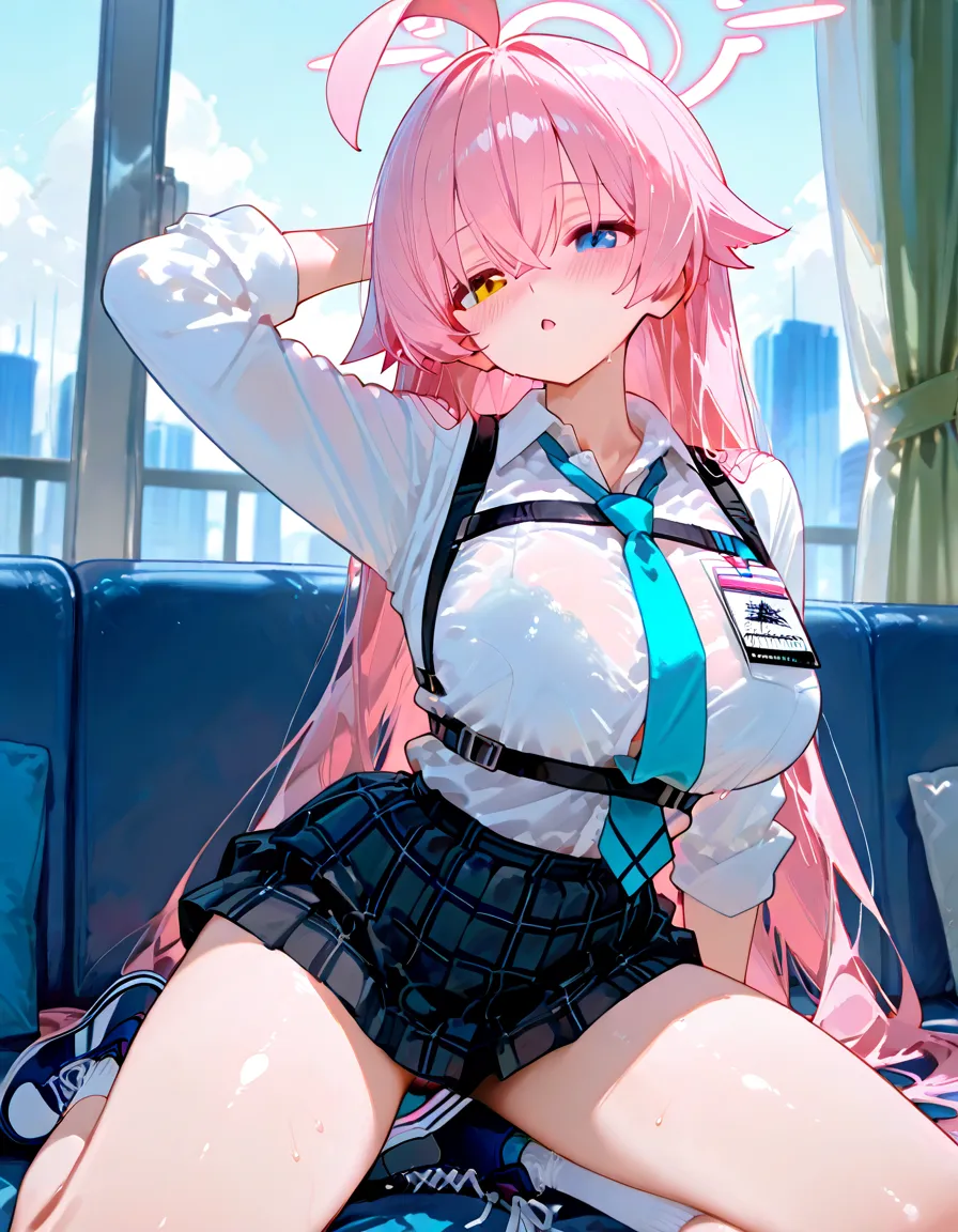 1 girl, Are stand, medium Hair, long hair, ponytail, pink hair, purple eyes, (((cute pink underwear))), (((cute white dress))), (((embarrassed))), (cowboy shot), (((showing underwear))), (((((skirt lift by myself))))), ((((cloth lift by myself)))), (((from front))), (from below), (closed your mouth), ((((looking at another)))), ((32K)), ((best quality)), ((ultra high res)), ((HDR)), ((uhd)), ((extremely detailed CG)), ((unity 32K wallpaper)), ((perfect anatomy)),