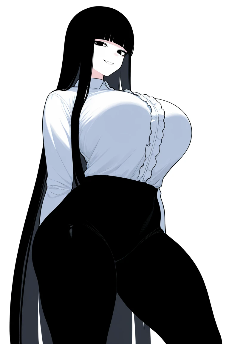 source_anime, 1girl, black hair, ponytail, bikini armor, curvy, huge breasts, wide hips, nun's veil, motsuaki