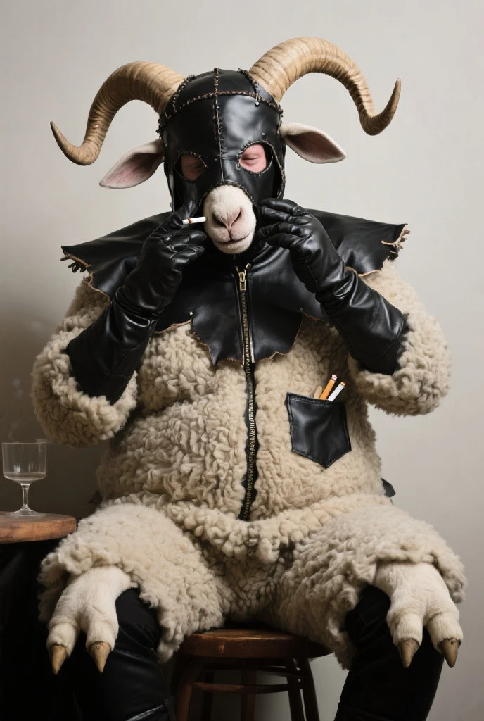 mutated occult sheep people, mechanical accents, wires, pipes, in a factory<lora:gigersAlienFactory_11768:.8>