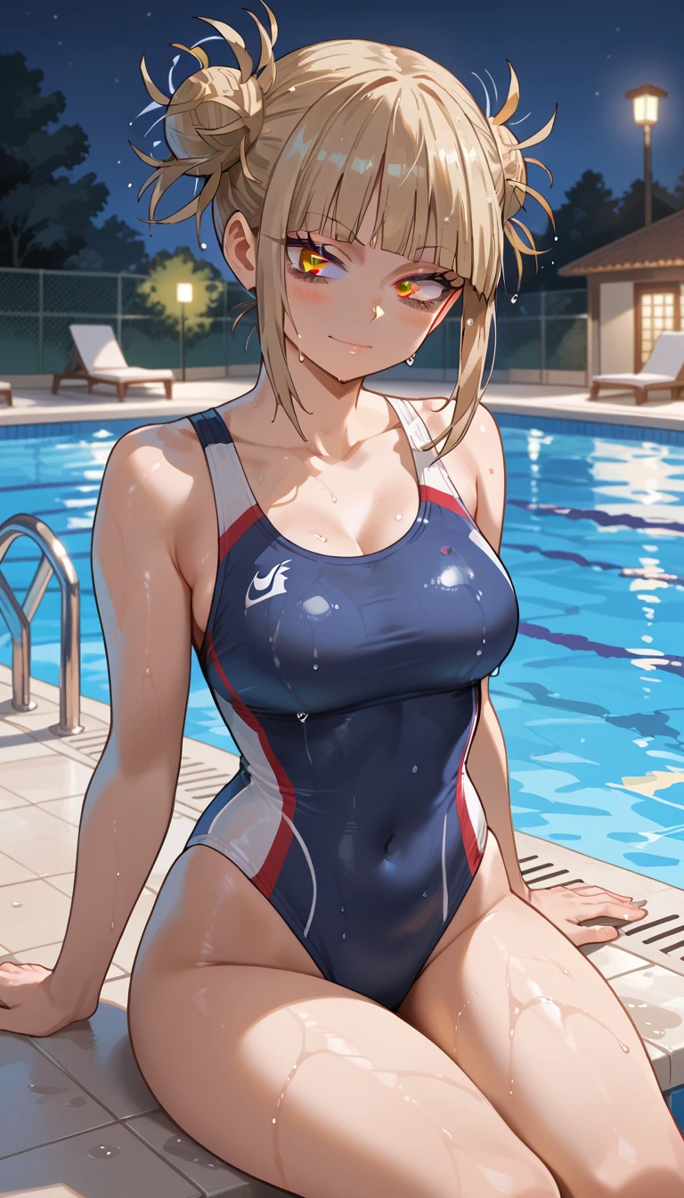 (Swimmers), (The background is the pool), Android 18, (masterpiece), highest quality, 1girl, uhd, retina, masterpiece, ccurate, anatomically correct, textured skin, super detail, high details, high quality, best quality, highres, 4K