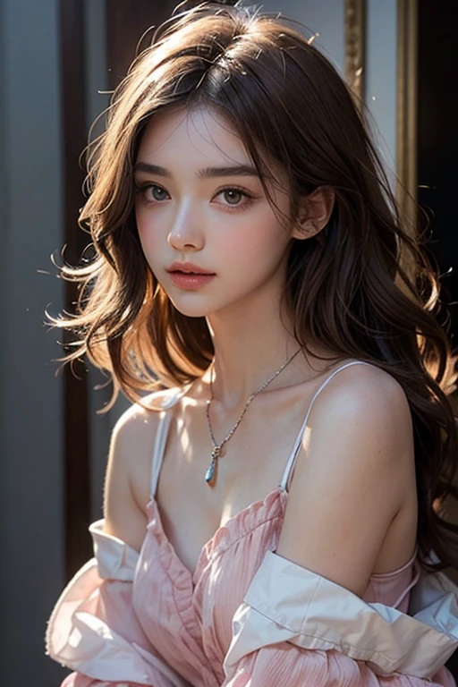 (8k, RAW photo, photorealistic: 1.25), (lip gloss, eyelashes, smiling, bright face, glowing skin, best quality, ultra high resolution, depth of field, chromatic aberration, caustic, wide lighting, natural shading) looking at the viewer with a serene bliss, diffused light, 1woman, (Ultra realistic, high res), (highly detailed eyes, highly detailed hair, highly detailed face, highly detailed plump lips), (off shoulder with open breasts), breasts, upper body, caute smile, (best quality:1.4), Raw photo, (realistic, photo-realistic:1.37), professional photography, cinematic light, (fine face: 1.2),fashion model 20 years old, cute, [[[[pure eyes]]]], [[[[closeup]]]], [[[[chest]]]], [[[[neck]]]], [[[[shoulders]]]], perfect eyes, perfect iris, perfect lips, perfect teeth, perfect skin, soft front light, glow, HDR, (muted colors:1.2), Retrato da mulher、white skin、((cabelo Castanho ondas suaves)) Best Blanco Romantico、8K resolution、Frente Illuminada、American girl portrait、solo、20-year-old、beautiful face、Upper body、medium side cut、beautiful black hair、beautiful little face woman, solo,　black theme,　look at the audience,one woman, It&#39;s real, Wolfzan-6500-V1.3, anime、anime style、beautiful diamond eyes、20 year old american girl、braided hair、swimsuit、portrait beautiful detailed woman, very detailedな青い顔, Reality, beautiful narrow blue eyes, huge file size, Super detailed, High resolution, very detailed, highest quality, masterpiece, An illustration, very detailed, ticker, Unite, 8K painting wallpaper, fine, fine details, masterpiece, highest quality, Hvery detailed ticker uniform 8K wallpaper, face light movie lighting、cute blouse, dark background, oil, masterpiece, diffused soft film lighting, Portrait, highest quality (perfect face:1.4),stunning girl pictures,(8K and、photorealistic:1.25) 、(lip gloss、eyelashes、shiny face、shiny skin、highest quality、超High resolution、Depth of the bounds written、chromatic aberration、caustic road lighting、natural shading、sexy 1girl, Extremely cute,