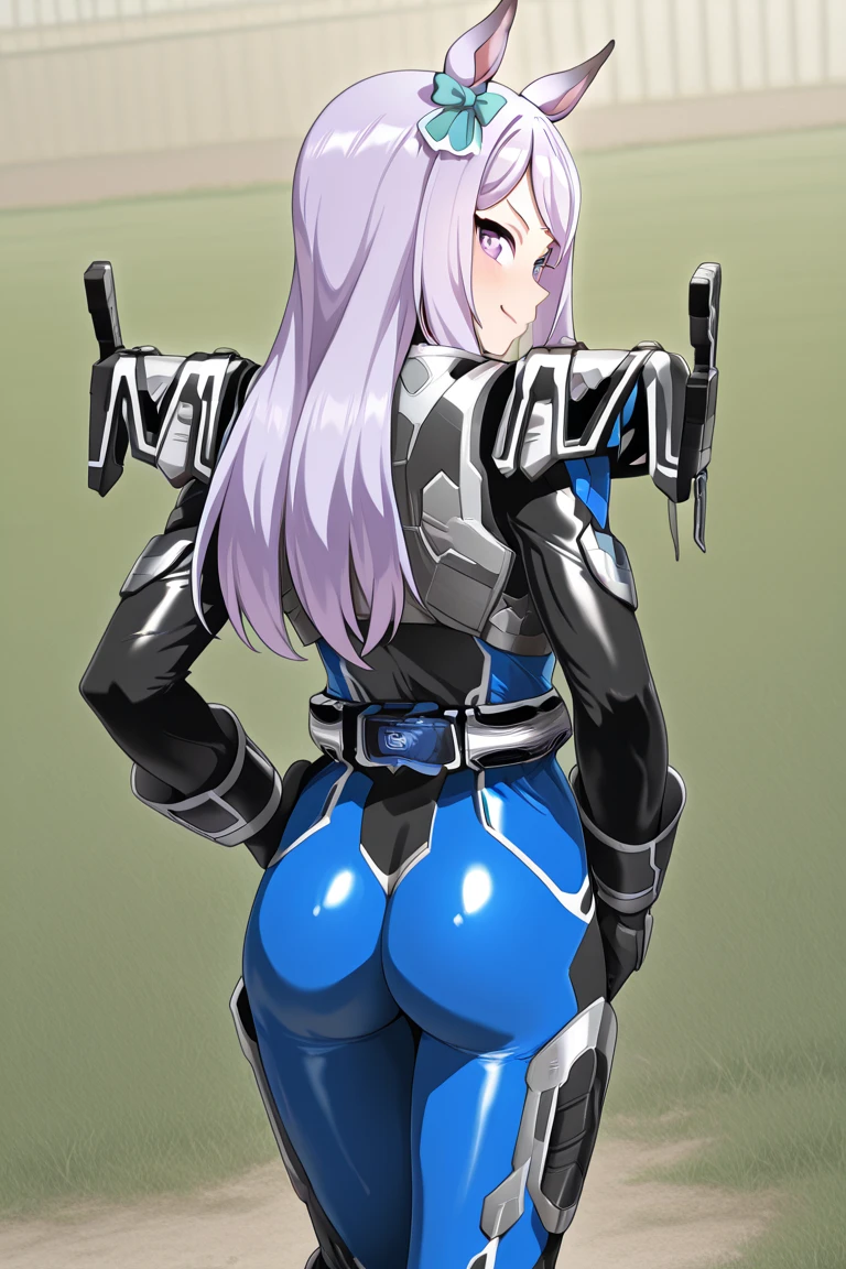 AKnight, long purple hair, thighs, pointy ears, large breasts, standing, legs spread, hands on hips, angry face, solo, facing towards viewer,
Karmor, hairband, armor, gauntlets, black thigh highs, black panties, armored boots, garter straps, greaves
(insanely detailed, beautiful detailed face, masterpiece, best quality)   <lora:ArmorKnight-09:0.7>