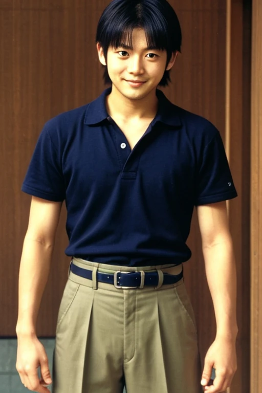 a magazine cover in the 1980s with an asia young man in his mid-20 ages wearing white shirt, a screenshot by kanō sanraku in the 1980s, pixiv, neogeo, 1980s photo, the 1980s fashion, young man handsome