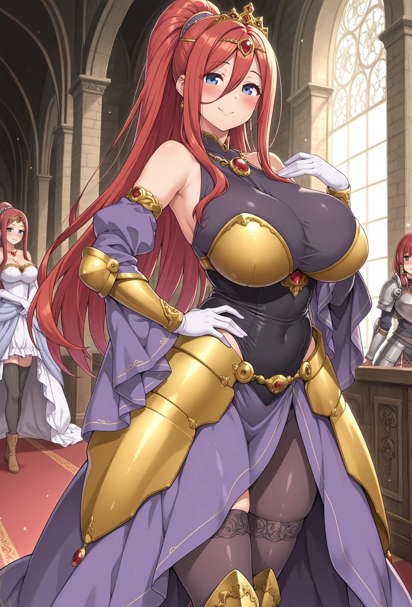 A beautiful woman in a red dress, sitting on a bar table, two orc men standing nearby, spreading their legs, without panties, wet crotches, beautiful detailed eyes, beautiful detailed lips, extremely detailed eyes and face, long eyelashes, detailed facial features, detailed clothing, detailed bar setting, female surrounded by orcs, in a pub, tavern setting, concept art, fantasy, world of warcraft, warcraft style, high quality, detailed, photorealistic, 4k, masterpiece, blushing, partially undressing her dress, revealing cleavage, trying to cover herself, spreading her legs more, (spreading legs:1.4)