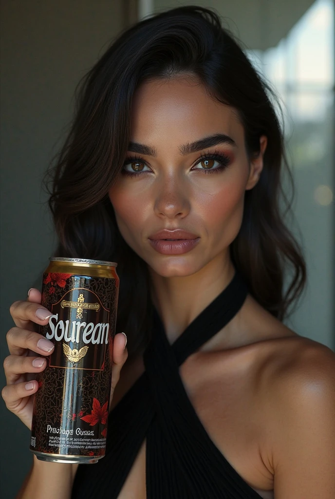Photorealism 1.4 realistic realism high detailed definition photoshoot session at studio white screen background adult female maori women hold glass bottle of beer wrote. AHWEE BEER shirtless