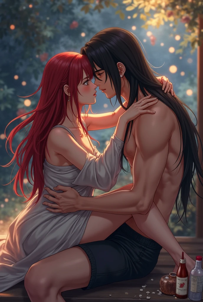 A anime sexy woman furry with enormous breaths without Clothes kissing a man and making sex