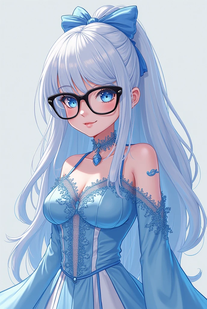 au(best qualityer: 0,8), Perfect anime illustration,Uma jovau de 20 anos bonita com longos cabelos castanhos, and beautiful eyes, Short and thin, eyeglass ,dark gray background and , Yearbook pose, close-up do personagau, retrato headshot do personagau, close-up do personagau.luminous background(best qualityer) Large breasts, lace lingerie and stockings