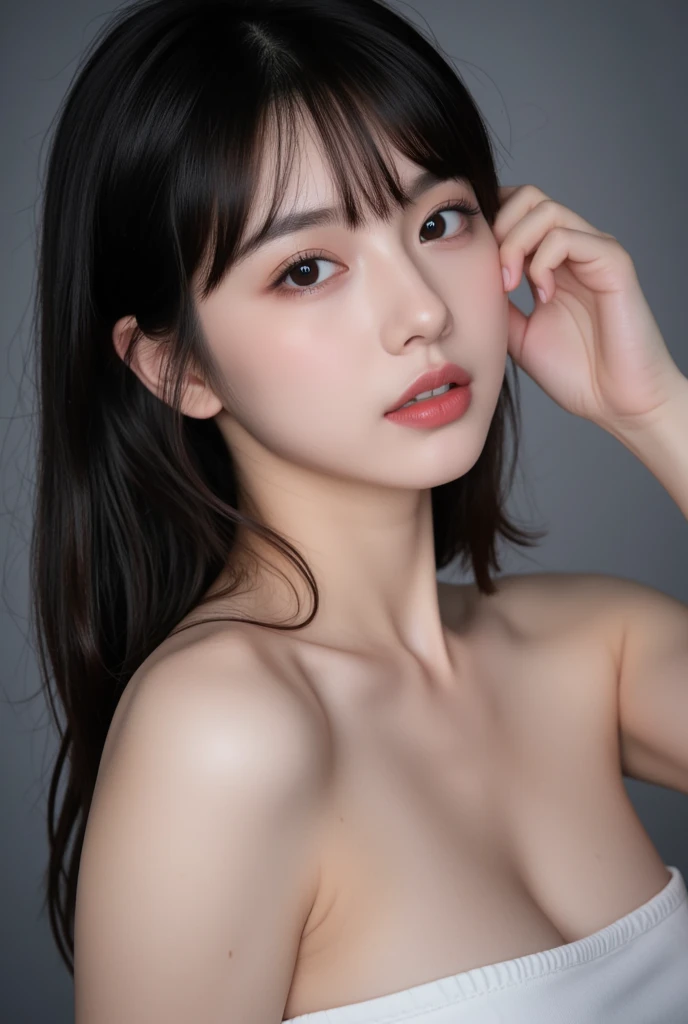 8k, Ultra-high resolution, Highest quality, masterpiece, 三分割法によるphotograph,Surreal, photograph, 1 Girl, (:1.3), pretty girl, Cute Face, Beautiful eyes in every detail, 細かくdetailedに,masterpiece,One Girl:1.2, Japan Female Announcer,upper body,blank expression,Black Hair,Messy hair,Station platform,風景photograph,Clean and modest clothing,Natural Makeup,Beautiful leg line beauty,Realistic Skin, Perfect and beautiful face ,完璧でCute Face, Skin with attention to detail, Perfect limbs、Narrow waist、Thin legs),Looking at the audience、beauty,Long neck、(((Ideal body type))),A cup small breasts :2,Portraiture:2,Perfect Anatomy,鮮明なdetailed,detailed,Surreal,Light and shadow,dappled sunlight