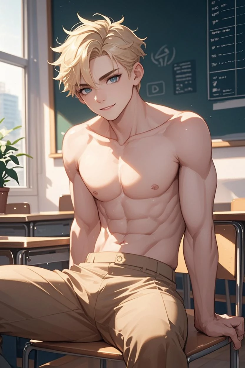 Asian handsome muscular short hair naked white skin hairless no beard young