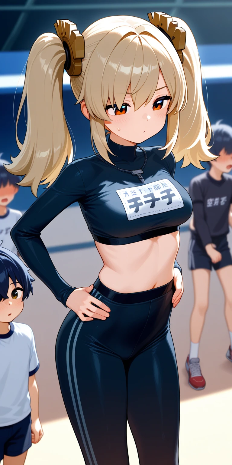 Short Hair、Blonde、Nipples、tits、Track uniform、Athletics、Sports Bra、stockings、Insert the penis into the、Open your legs while crouching、Perfect body、Semen overflows from pussy、Surrounded by a large group of men、From below