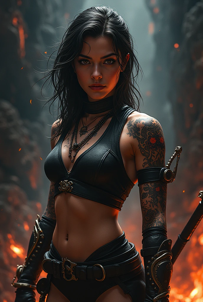 flame girl,(((1girl))),((girl with extremely cute and beautiful black hair)),

(large breasts:1.4),saggy breasts,(((black hair:1.35,straight hair,long hair:1.4,colored inner hair,ear breathing,ponytail hair,long hair,dark hair,black hair,long braid,colored inner hair))),(((aqua_eyes:1.3))),intricate eyes,beautiful detailed eyes,symmetrical eyes,((fat)),(((pale skin,lustrous skin:1.5,bright skin: 1.5,shiny skin,very shiny skin,shiny body,plastic glitter skin,exaggerated shiny skin,shiny skin like ebony,illuminated skin,wet legs))),(spider lower abdomen,narrow waist,wide hip,athletic body,inflated legs, thick thighs,detailed body,(detailed face)),

cute,slutty,seductive,erotic,(((nsfw))),

zettai ryouiki,revealing clothing,show skin,((sheer see-through bounty hunter outfit,visible thong straps)),((underpants strap)),(wearing a bounty hunter outfit:1.3,bounty hunter clothes),(((fire body, liquid lava, boy,with lava body, prismatic fire, lava details, liquid lava covering her body, sun goddess, fire, tattoos, (powerful aura), Flame elements, Incarnation of the Flame, Humanoid Flame, the body is on fire (flames in the body: 1.4)))),

(dynamic pose:1.0),solo focus,((evil smile,evil look)),(centered,scale to fit dimensions,Rule of thirds),

((red and white background of a waterfall, red lava rivers, bright red lava flows, bloody river in hell, narrow red lava rivers, red fluid, bottom of a lava river, bright red veins, turbulent blood lake, flowing lava, rivers of lava, streams of bright hot lava, rivers of blood)),scenery:1.25,((intricate scenery)),

(Glossy fire ornaments),highres,sharp focus,(ultra detailed,extremely detailed),(photorealistic artwork:1.37),(extremely detailed CG unity 8k wallpaper),(((vibrant colors,vibrant theme))),(intricate),(masterpiece),(best quality),artistic photography,(photography taken by sldr),(intricate background),perfect rendered face,perfect face details,realistic face,photo realistic,((intricate detail)),(((realism))),
