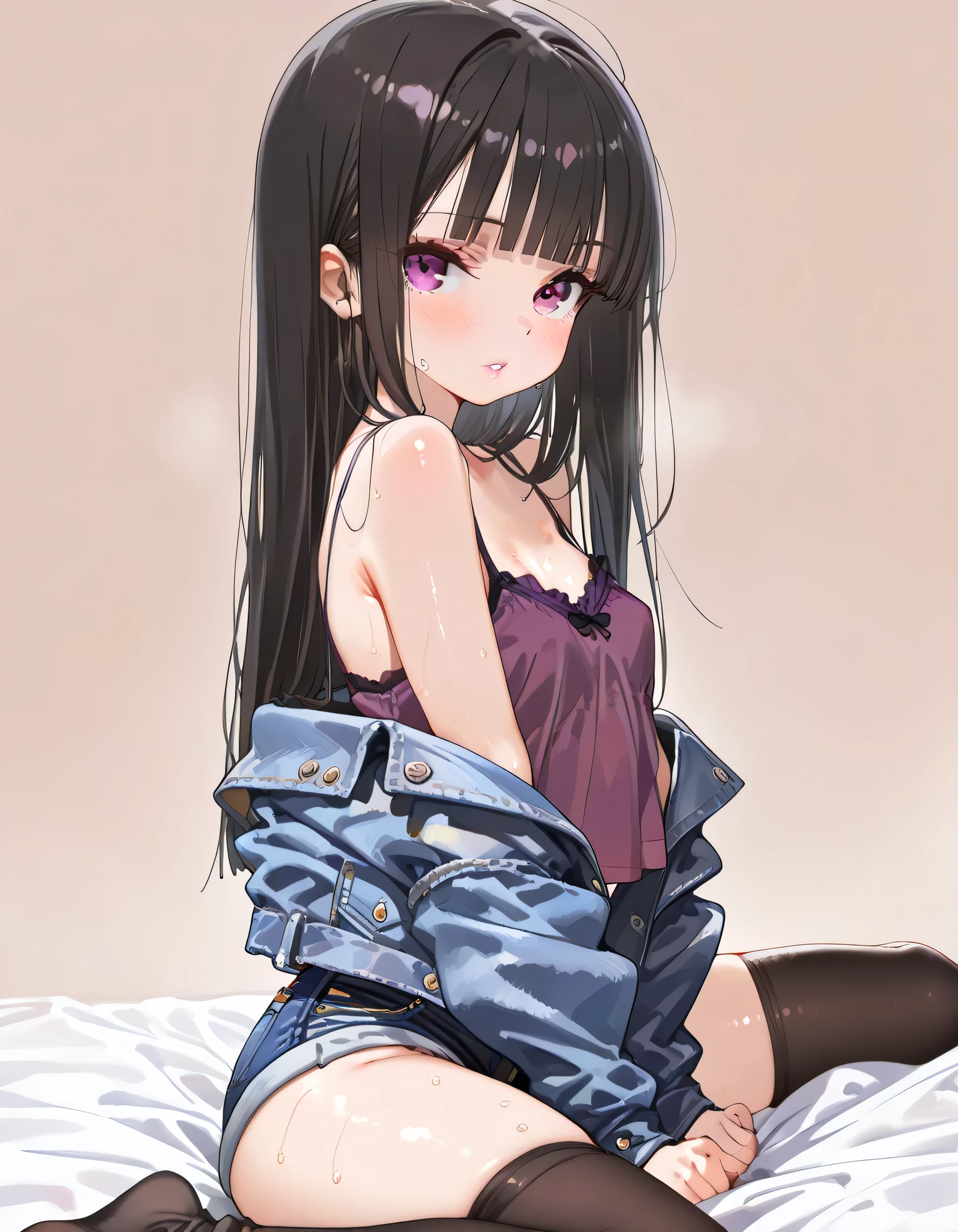 (Tabletop:1.0), (highest quality:1.4), (High resolution:1.2), From the side,Sharp contours, boyish, highest quality, masterpiece,Glasses,Voice of the Heart,20-year-old woman,yandere,Big Breasts,Chest to chest,Lying face down,???????,saliva,blush,Squint your eyes,Heterochromia iridis,Tuck up your clothes,lure,under shot,skirt lift,zettai ryouiki,open clothes