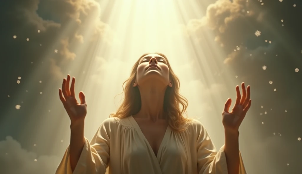 A person being blessed by the Holy Spirit.