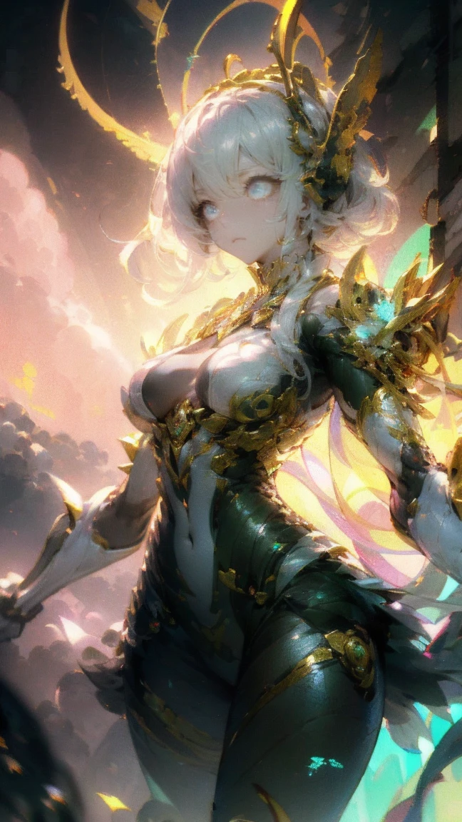 Beautiful Dryad With Long Golden Hair With Pink Eyes With Big Breasts UHD, textured skin, super detail, high details, high quality,