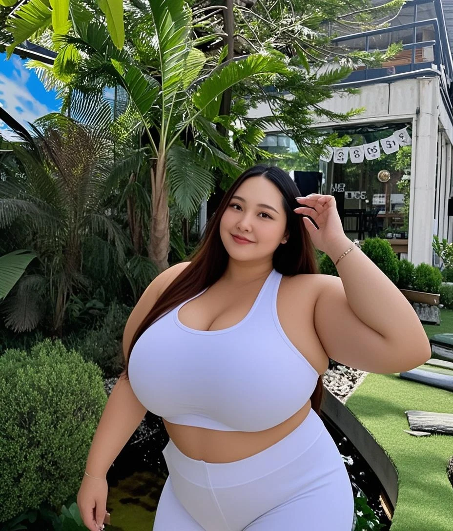 Obese 1girl, solo, Korean random model obese girl, 30 years old, plumpy body, medium breast, beautiful face, tight random color sporty shirt, sporty pant, sneakers, run slowly in the city forest, wet skin, the biggest hips.Wear a collared shirt, wear shorts, tighten the largest hips, sea And beautiful clouds Breasts full of rupture background, black hair, messy hair, eye reflection, makeup, mid body photo, shy, Surrealism, ray tracing, masterpiece, ccurate, anatomically correct, textured skin, super detail, high quality, 4K smile