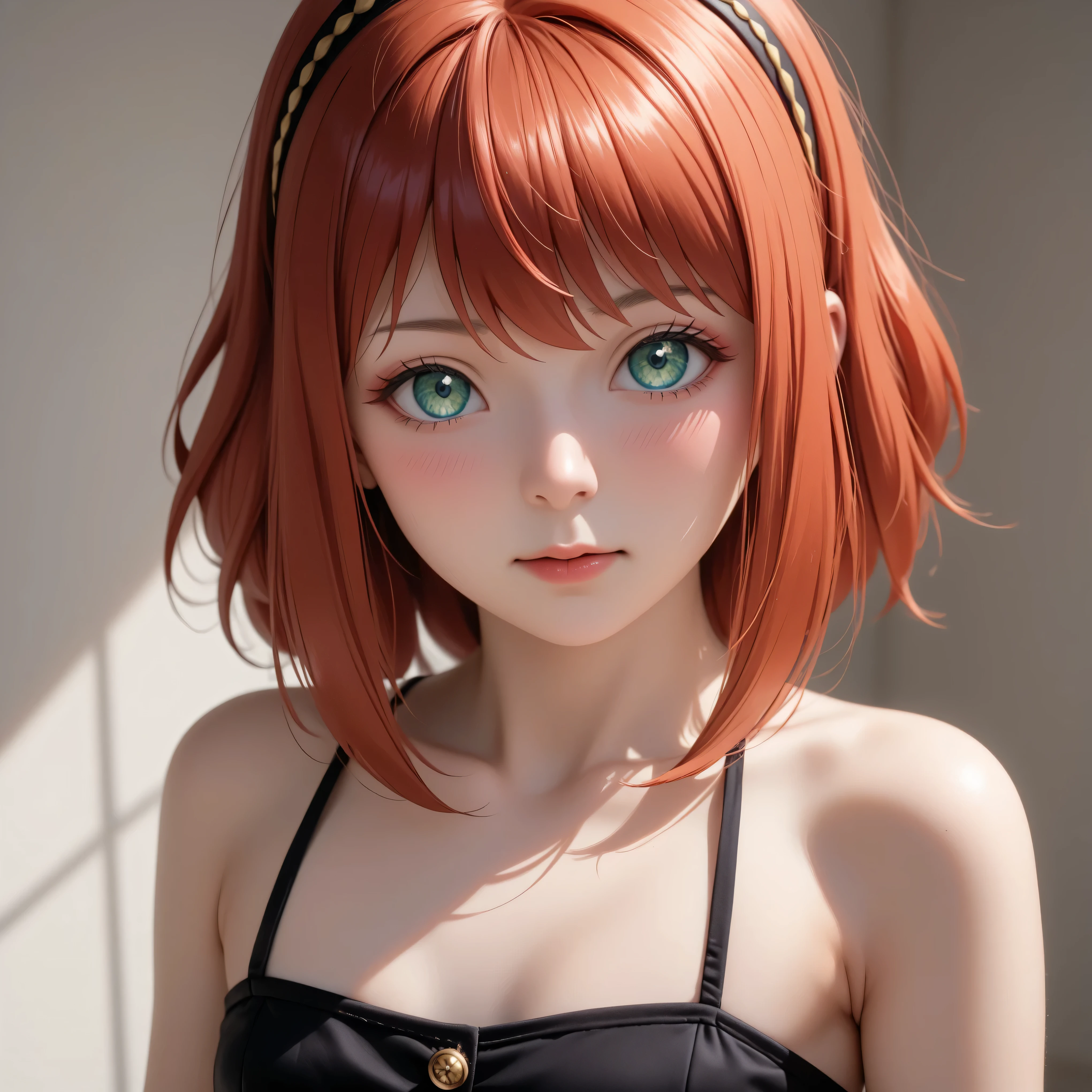 Chibi, 1 girl, shorth hair, Cute、bright expression、Very beautiful face, Beautiful red eyes, dazzling green hair、Eyebrows behind bangs, Bright pupils, nffsw, nffsw, textured white skin, high details, Best Quality, 4K, hight resolution、Tomato Body, Red Costume