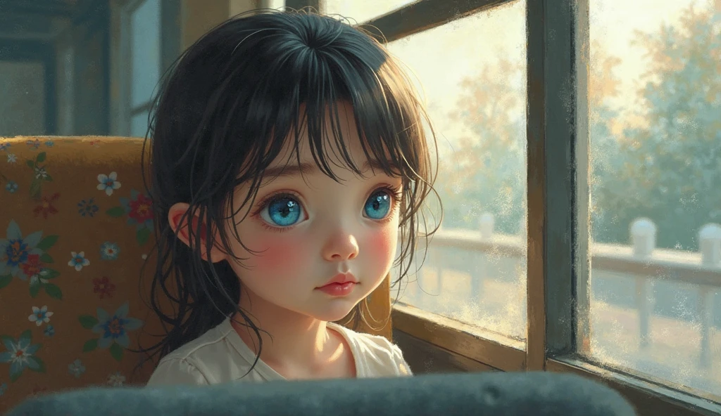 A little girl approached the store and wrinkled her little nose against the window glass --auto --s2