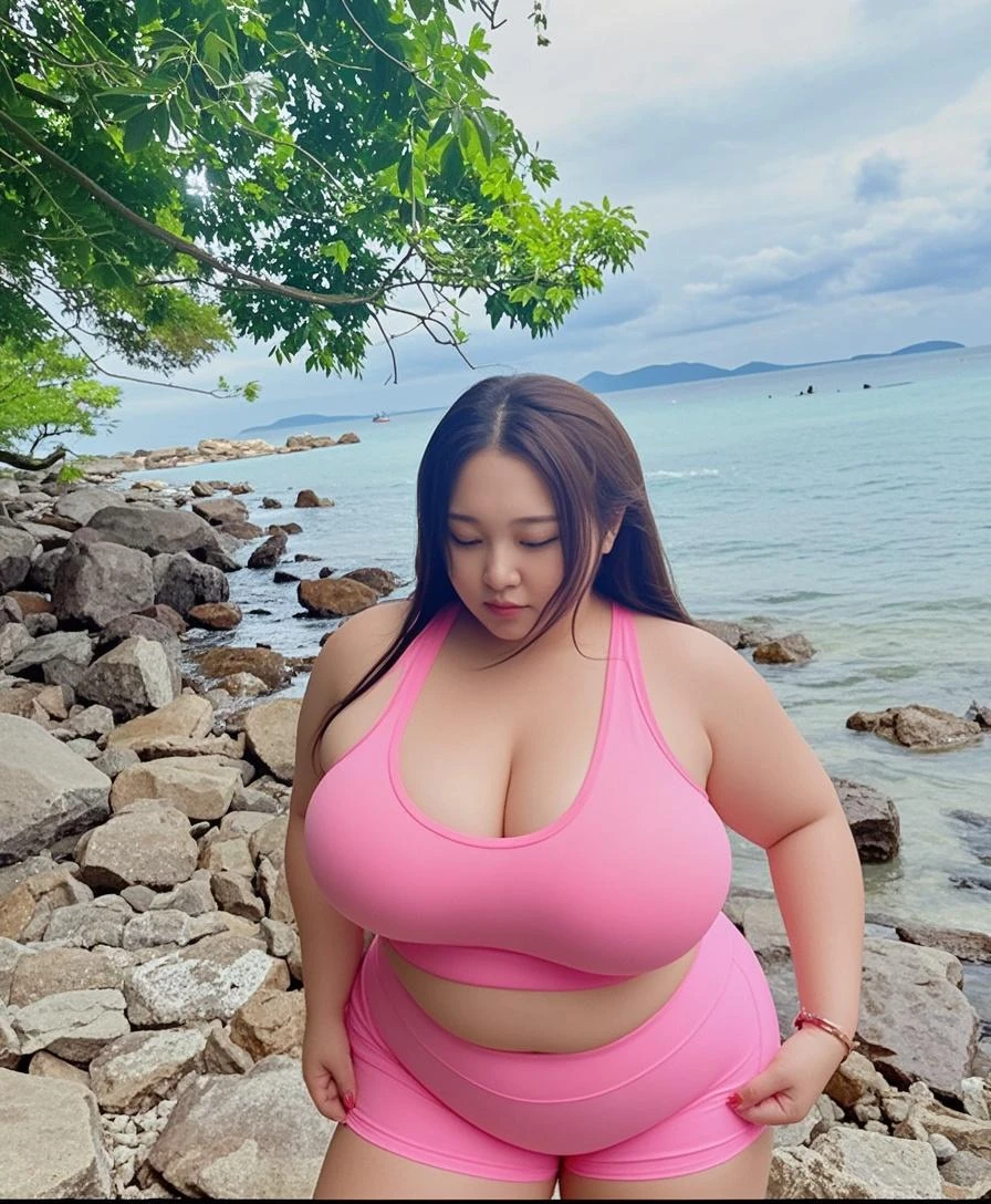NSFW, Solo, a girl, MILF, Fat, Chubby, fat face, big belly, chubby belly, Plump, cute pattern loincloth, Big breasts, Beautifully colored, running happily,sweat splashing, dynamism, plump Focus on chubby MILF, 8K CG super beautiful wallpaper, Ultra HD, Portrait