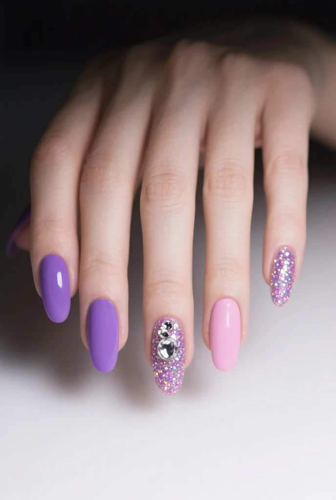 Mulher bonita exibindo suas unhas em Nails art