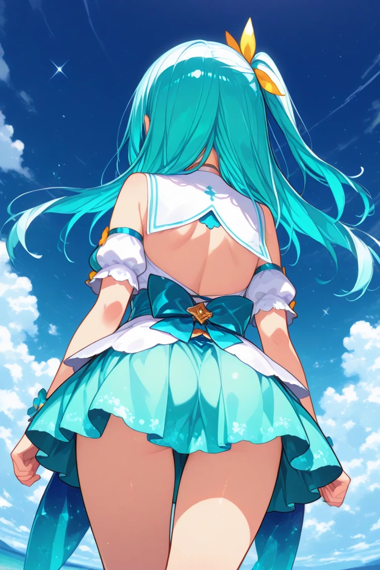 Uma Musume, high resolution, ethereal beauty, best quality, (masterpiece), ((extremely detailed CG unity 8k wallpaper)), highlight, dynamic, side view, full body,
A beautiful girl with black horse ears, black hair and black tail, green shirt, yellow short skirt, running