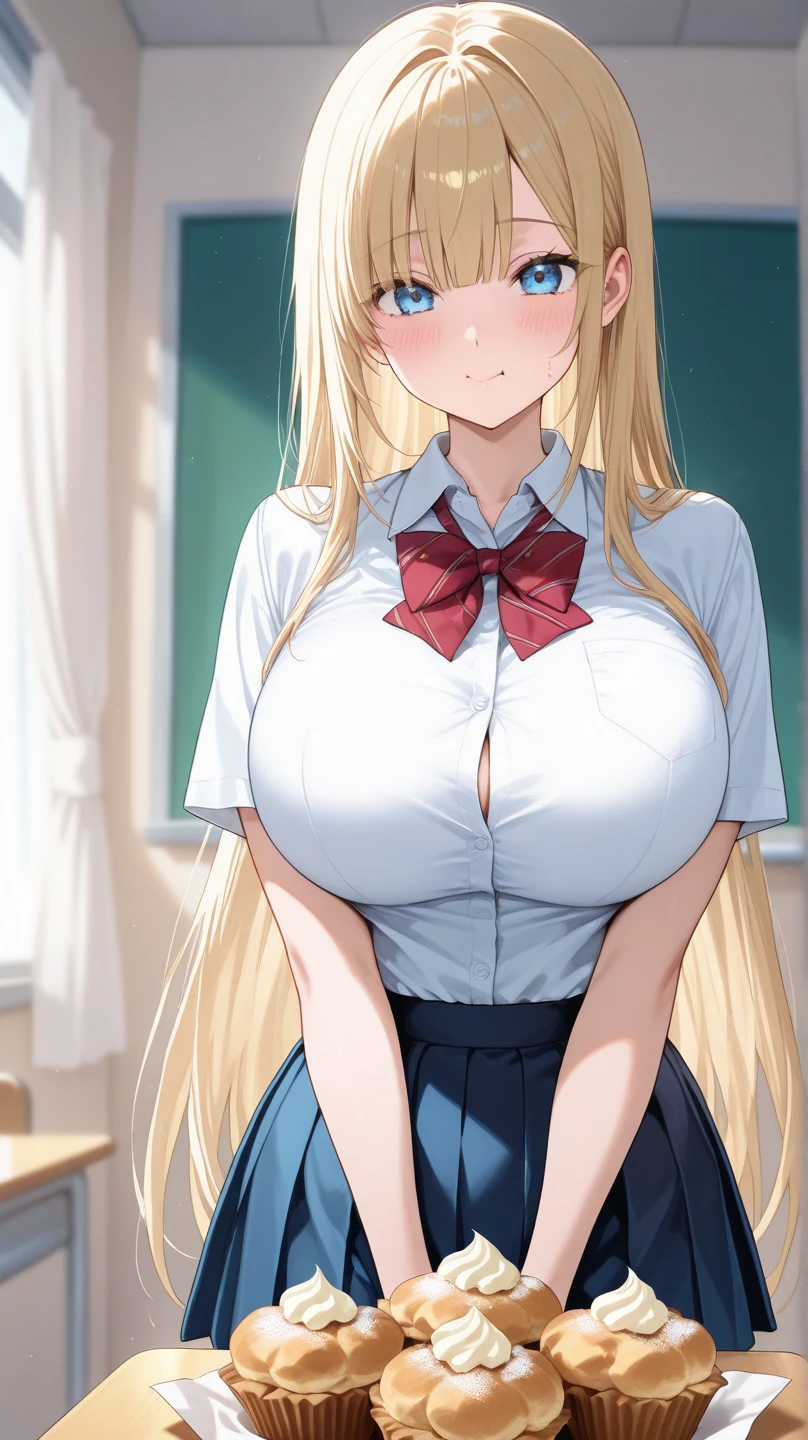((highest quality、8K、masterpiece:1.3))、Extraordinary Beauty、Ultimate Beauty、Revealing underwear:1.2、Super Detail Face、delicate eyes、Little devilish smile、erotic expression、sexy look、Sexy look、looking at the camera、Red rose hair ornament、high quality school uniforms、(((Nipples exposed from school uniform)))、((bra))、skirt、((((sexually seducing))))、((((shyly seduce))))、((blonde))、beautiful girl、Large beautiful breasts、cleavage、slim、slender、(((classroom)))