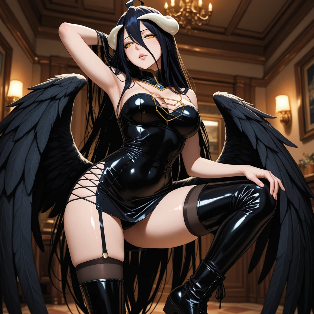 albedo、devil horns、1女の子