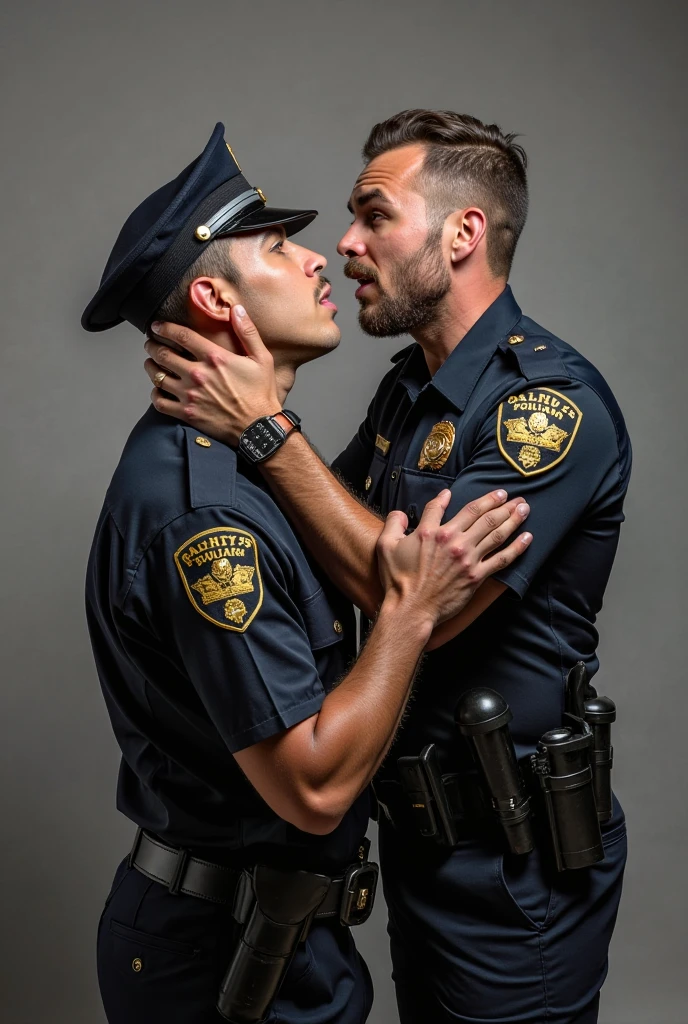 police officer is putting something in a man's pants, a sketch by Joseph Pisani, instagramart, happening, Wearing only pants, wearing cargo pants, wearing pants, wearing plumber uniform, wearing dirty overalls, working clothes, cargo pants, (SFW) safe for work, whole body worn damaged cover, used pants, bent knees, big pants